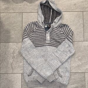 Retrofit Men's Striped Gray Cotton Blend Hoodie Sweater
